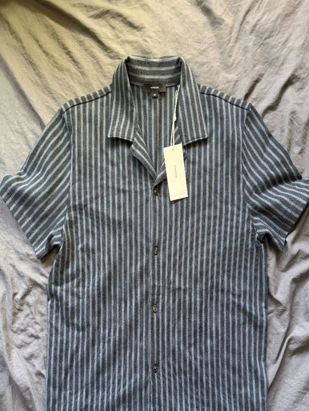 Vince Men's Grey and Blue Shirt